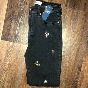 Abercrombie & Fitch embroidered floral jeans
